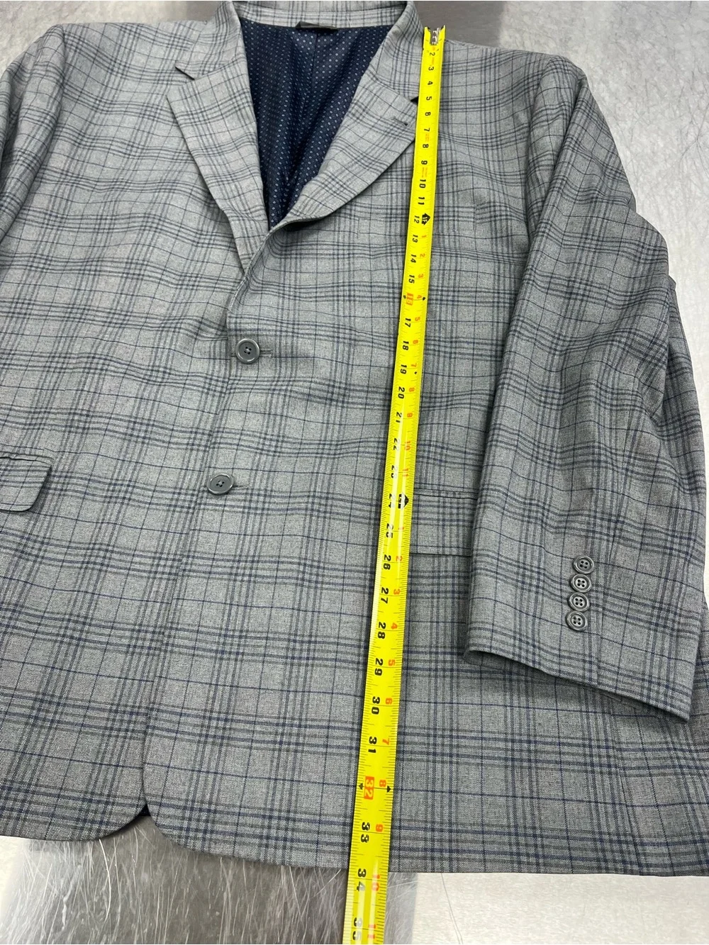 Oak Hill Light Gray Plaid Men's Blazer - Classic Two-Button Sport Coat 2XL Tall